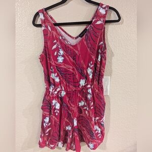 Women's Red and Floral Romper